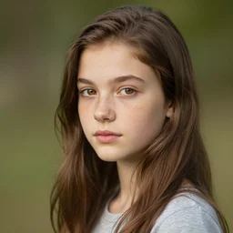 a beautiful young girl with brown hair and freckles