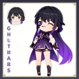 character sheet for a cute girl for genshin impact by greg rutkowski, black to purple fade hair, sorcerer magic witch, by studio ghibli, digital art, trending on artstation, hd, 8 k, highly detailed, good lighting, beautiful, masterpiece