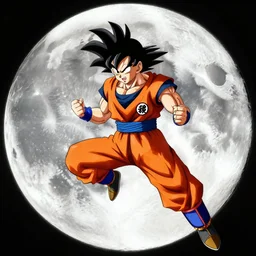 goku on the moon doing kamehameha