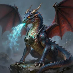 hyper realistic old dying dragon with breathing apparatus, digital painting bioluminance alena aenami artworks in 4 k design by lois van baarle by sung choi by john kirby artgerm style pascal blanche and magali villeneuve