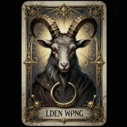 elden ring themed undead baphomet goat icon tarot card portrait, malevolent gaze, doom aesthetic, religious, sinister, ornate, intricate, beautifully backlit, subtle tones, digital painting, concept art, smooth, sharp focus, illustration, art by josan gonzalez, greg rutkowski, killian eng and zdizslaw beksinski