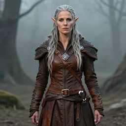 female half orc with leather clothing, photo by gertrude kasebier