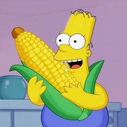 happy corn on the cob corn in the style of the simpsons