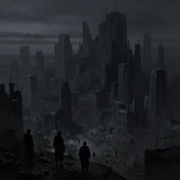 dusk land dark city filled with shadow people, desolate, gloomy, intricate, highly detailed, digital painting, artstation, concept art, smooth, sharp focus, illustration, art by artgerm and greg rutkowski