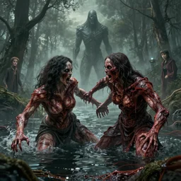 horror, scary, disgusting, gruesome, water, flesh, aggressive, fight, future, nature, by Ross Tran, Basil Gogos,  Laurie Lipton, Zdzisław Beksiński, Junji Ito, Laurie Lipton,  and Michael Whelan, distant, gustav dore, H.R. Giger, 8k, hd, 4k, hyper, realistic, octane render
