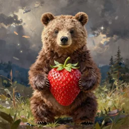 a painting of a bear dressed as a strawberry, by greg rutkowski,