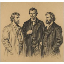 study made in preperation for a masterpiece. black and white chalk on brown paper. by herbert james draper and sir lawrence alma-tadema and arnold bocklin.