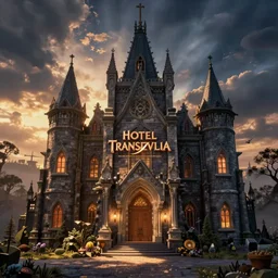 a still from the live action hotel Transylvania movie