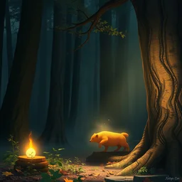 a detailled portrait of a 👩 eating 🍜 in a forest, next to a 🌲 | by wlop & noriyoshi ohrai | trending on artstation | volumetric light, raytracing, anime, fantasy