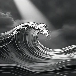 minimalist line drawing of ocean wave