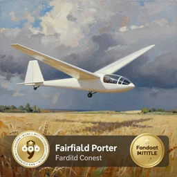 a painting of a wide white glider airplane flying over a wheat field, an acrylic painting by fairfield porter, reddit contest winner, plein air, oil on canvas, acrylic art, painterly