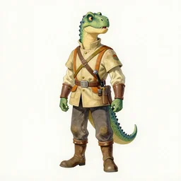 a oil / watercolor painting full body character portrait of a humanoid dinosaur village guard in the style of moebius in the style of leonard boyarsky trending on artstation deviantart pinterest detailed photorealistic highlights and shadow hd 8 k post - processing high resolution