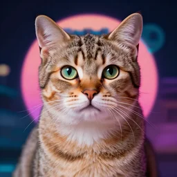 80's style retrowave cat