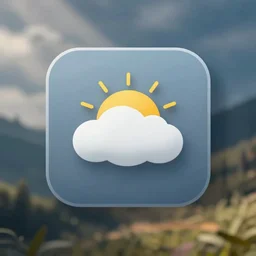 icon for weather app, simple, detailed, peaceful, sunny