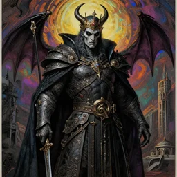 photorealistic king of darkness in the style of michael whelan and gustave dore. hyperdetailed photorealism, 1 0 8 megapixels, highly detailed, psychedelic overtones