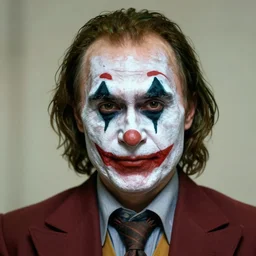 a portrait photograph of Vladimir Putin wearing Jared Leto Joker face paint, DSLR photography