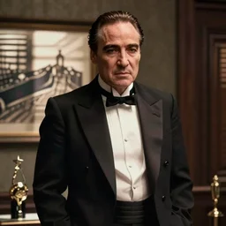 detailed ultrarealistic medium shot photography of nicholas cage as the godfather cinematic