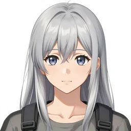 girl silver hair, special operations, illustration by Takehiko Inoue, portrait