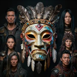 tribal vodoo mask deepdream global illumination ray tracing hdr that looks like it is from borderlands and by feng zhu and loish and laurie greasley, victo ngai, andreas rocha, john harris wooly hair cut feather stone