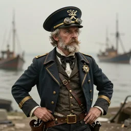(((((1950s steampunk elder sailor captain . muted colors.))))) by Jean-Baptiste Monge !!!!!!!!!!!!!!!!!!!!!!!!!!!