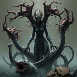 sirens, carcasses, rot, character design, detailed rendering, realistic smooth detailed art, complex lines, concept art, scene art, panorama.