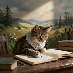 a cat writing Shakespeare