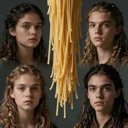cinematic shot epic portraits, hyper realistic, mood lighting, fantasy, detailed spaghetti floating in international space station, highly detailed, super realistic, perfect lighting pixel sorting, style sheet
