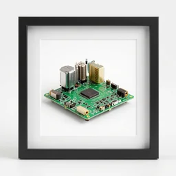 product photography framing. digital paint krita render of a small square fantasy vacuum - tube motherboard made and powered by crystalline circuitry. trending on artstation. artificer's lab bg. premium print by angus mckie and james gurney