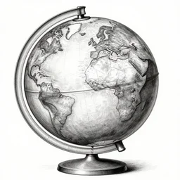 world map globe drawing, hyper detailed, sharp focus, illustration