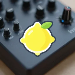 a graphical lemon logo for a midi controller with built in daw called the lmn - 3