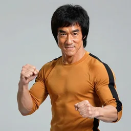 a still of bruce lee cosplaying as a real life goku