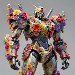 colourful vfx art - portrait of mecha robot wrapped in flowers & vines, art by hsiao - ron cheng & james jean, volumetric light, colourful, sharp, detailed, digital painting, illustration, illustration, highly detailed, intricate detail, unreal engine, octae render, pinterest, behance, art station,