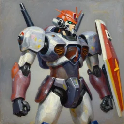 ashley wood portrait painting of gunbuster mecha, as overwatch character, medium shot, asymmetrical, profile picture, organic painting, dramatic lighting, matte painting, bold shapes, hard edges, 6 0 s french movie poster, french impressionism, palette knife and brush strokes, dutch angle, trending on artstation, by huang guangjian and gil elvgren and sachin teng