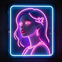 neon woman advertising hologram sign