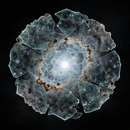 glass shards, irregular non-symmetrical fractals of outer space nebulas by Emek Golan