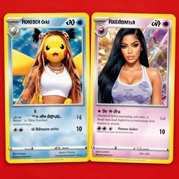 pokemon cards with snooki and kim kardashian, pokemon anime style, hd 8k image high detail, at target