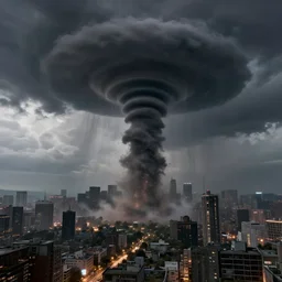 tornado descending into a city, unreal engine 5, artstation 4 k detail