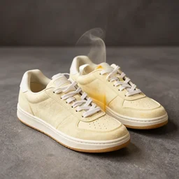 a pair of sneakers made of parmesan cheese