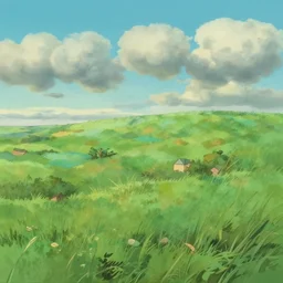 sci - fi landscape matte painting by studio ghibli, negative space