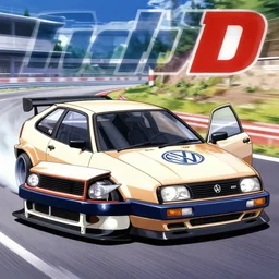 volkswagen corrado initial d, anime art