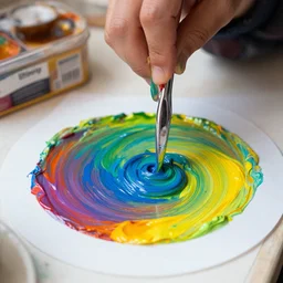 mixing paint, colorful, vibrant