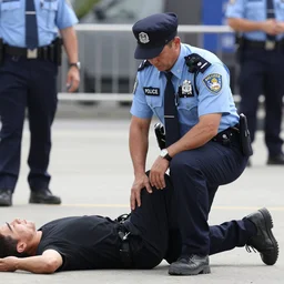 police officer with knee on man's neck