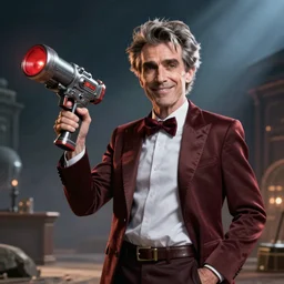 rick sanchez posing with his portal gun, octane render