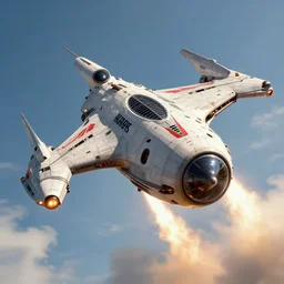 Terrahawks spaceship taking off.