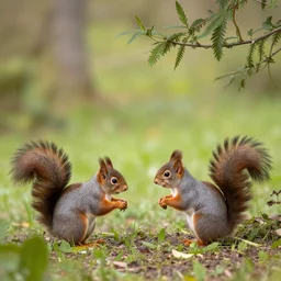 squirrels in garden, style of Fragonard