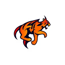 flaming tiger, digital art, logo, simple, angular, firefox