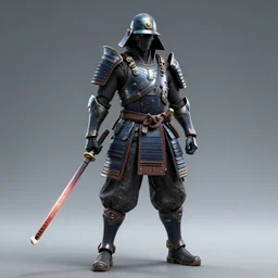 A hyperdetailed award winning masterpiece full body shot of a cyber samurai
