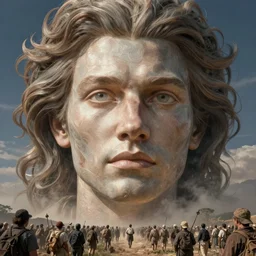 procedural human in the wild, long shot by rafal olbinski, inspired by vladimir kush, epic, huge scale, beautiful fine face features, intricate high details, sharp, ultradetailed