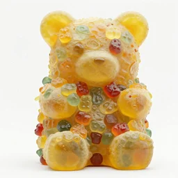 a giant sculpture made out of thousands of tons of gummy bears in a human head shape, on the surface of the ocean, in the style of chad knight, long shot, hyper detailed, hyper realistic, ray tracing, 8 k resolution, sharp focus, realistic water, award winning sculpture