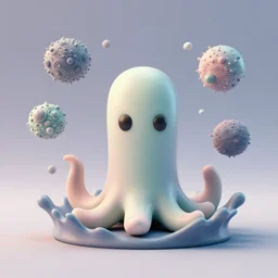 ebay product, cute miniature resine figure, High detail photography, 8K, 3d fractals, pictoplasma, one simple ceramic tintoy tentacle monster Figure sculpture, surrounded by splashes, 3d primitives, in a Studio hollow, by pixar, by jonathan ive,, simulation